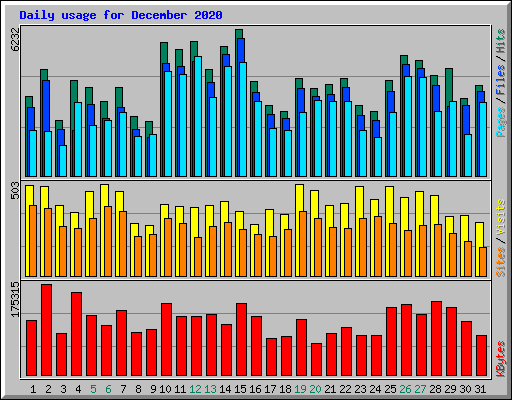 Daily usage for December 2020