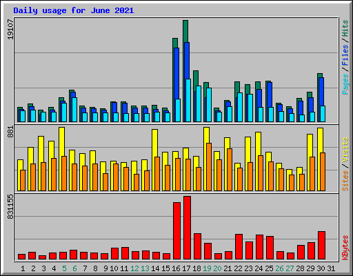 Daily usage for June 2021