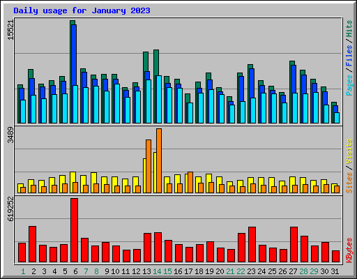 Daily usage for January 2023