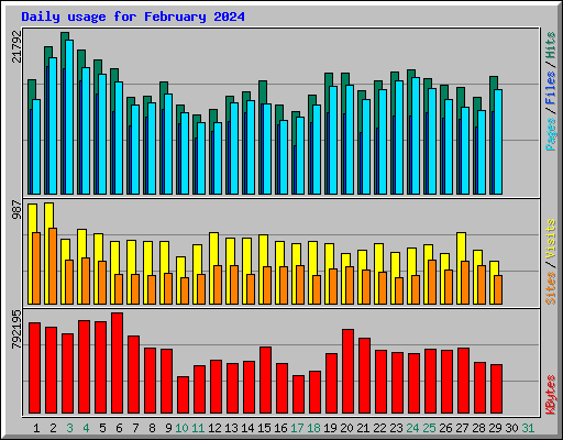 Daily usage for February 2024