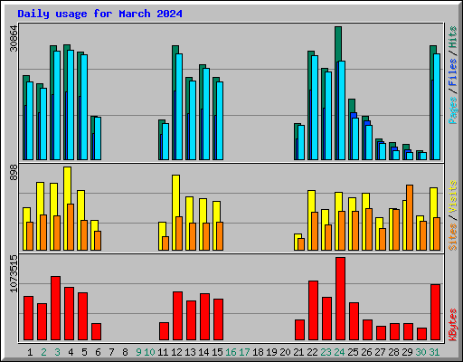 Daily usage for March 2024
