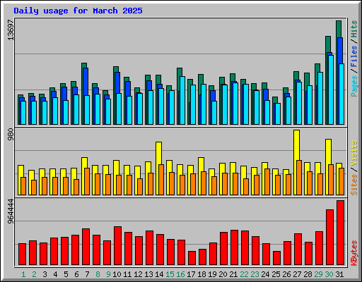 Daily usage for March 2025