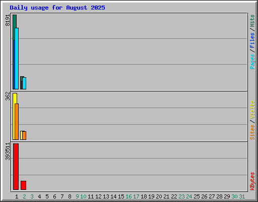 Daily usage for August 2025